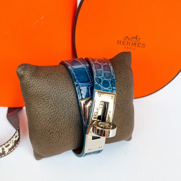 Hermes Jewelry - SOLD RARE HERMÈS KELLY Double Tour bracelet blue alligator